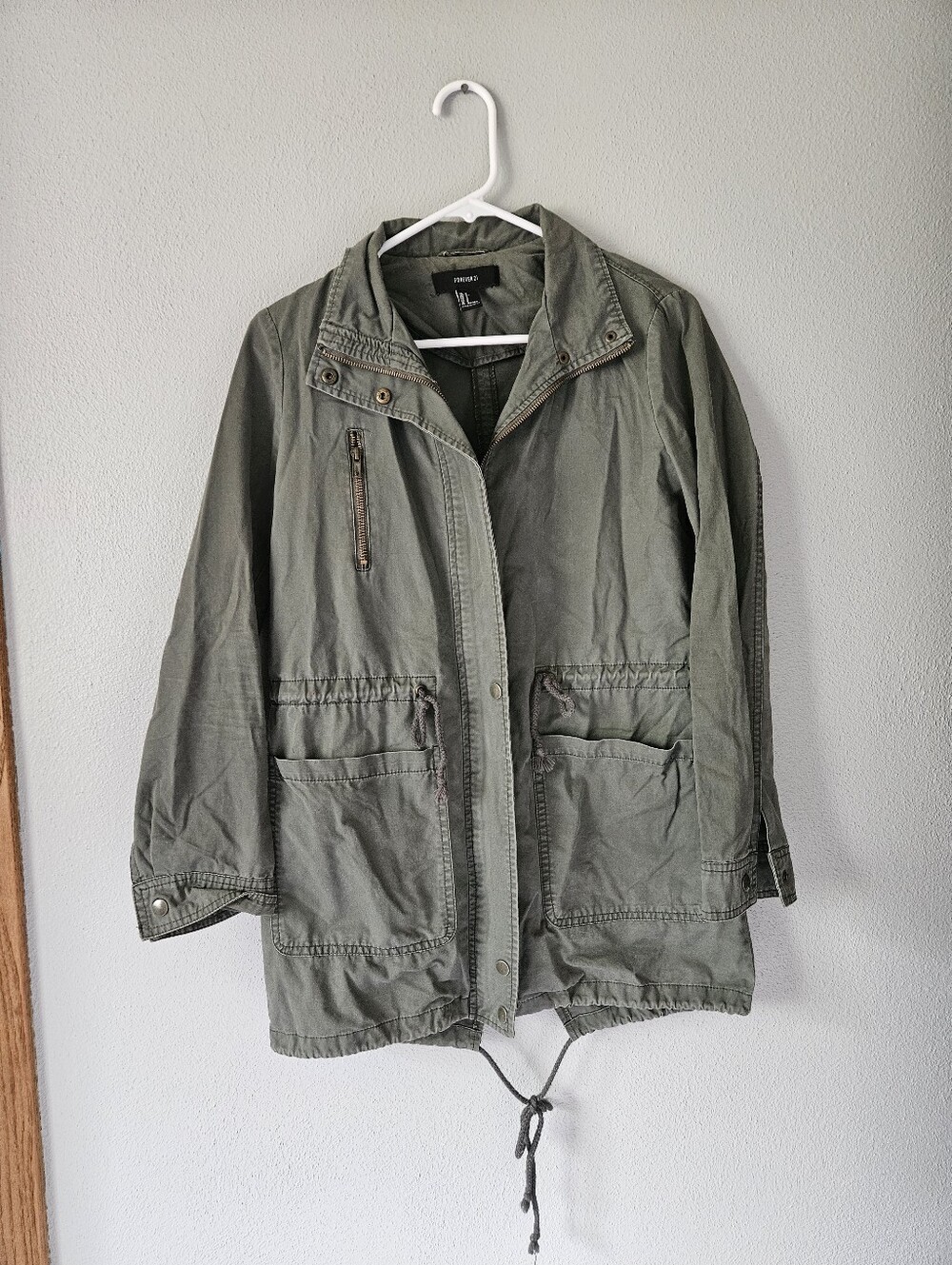 Forever 21 Olive Green Utility Jacket - Drawstring Waist